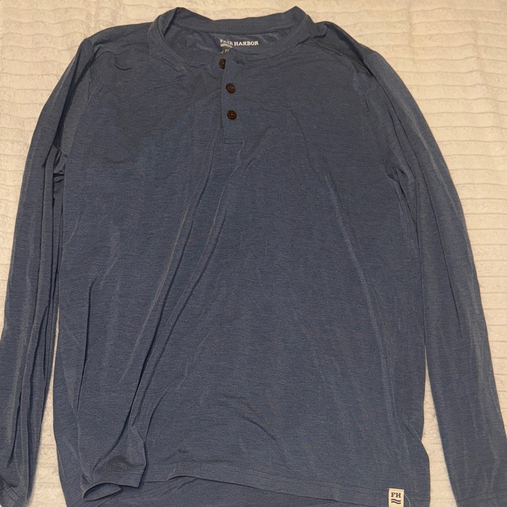 Fair Harbor Long-Sleeve UV 50 Henley in Dusty Blue